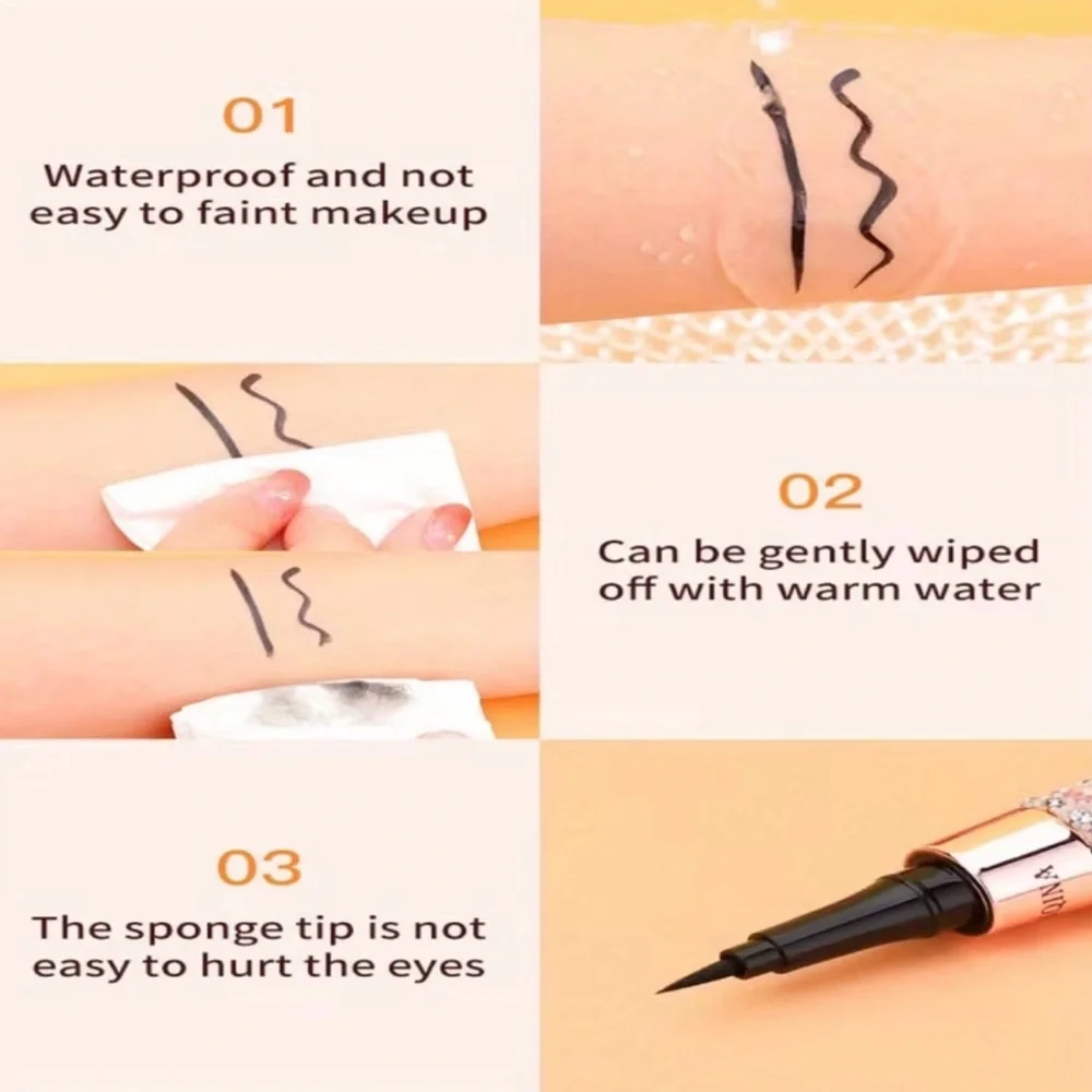 Waterproof Eyeliner Pen Black Quick Dry Long Lasting Smooth Eye Makeup Tool